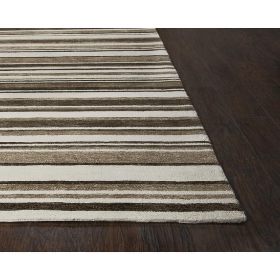 Alora Decor Bermuda 7'6"x9'6" Stripe Beige/Brown/Ivory Hand-Tufted Area Rug