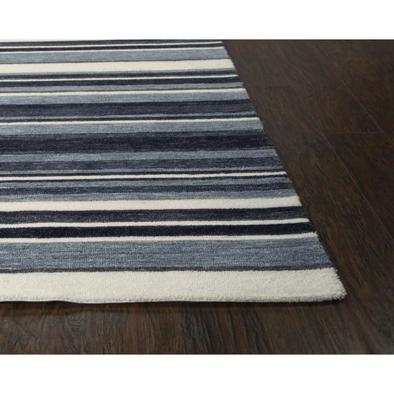Alora Decor Bermuda 7'6"x9'6" Stripe Gray/Charcoal/Ivory Hand-Tufted Area Rug