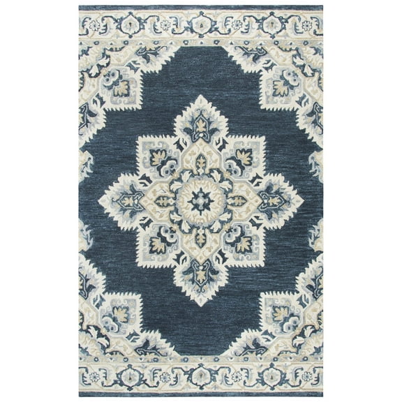 Alora Decor Cascade 9' x 12' Dk Blue/Natural/Gray/Tan Hand-Tufted Area Rug