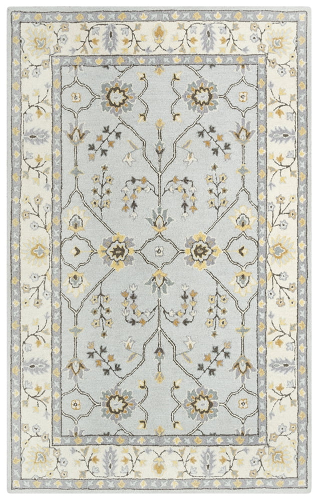Handmade Light Gray and Beige Wool Tufted Rug