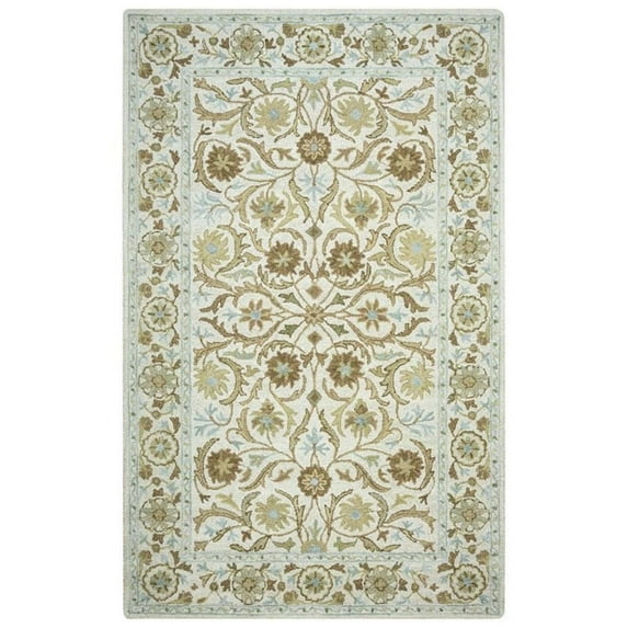 Alora Decor Crypt 12' x 15' Border Blue/Ivory Hand-Tufted Area Rug