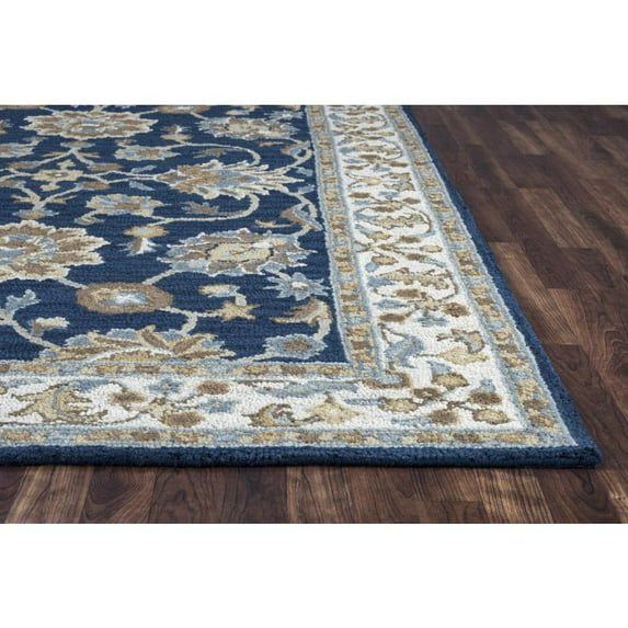 Alora Decor Crypt 2'6" x 8' Border Blue/Ivory Hand-Tufted Area Rug
