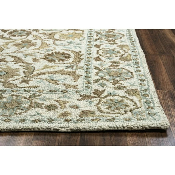 Alora Decor Crypt 3' x 5' Border Blue/Ivory Hand-Tufted Area Rug