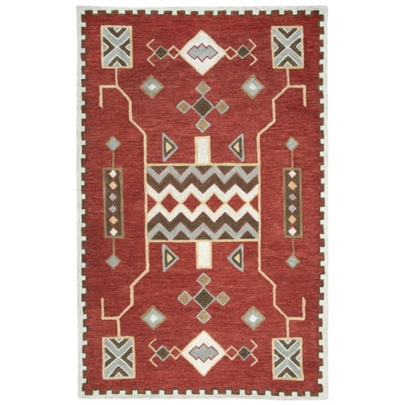 Alora Decor Durango 5' x 8' Southwest/Tribal Red/Multi Hand-Tufted Area Rug