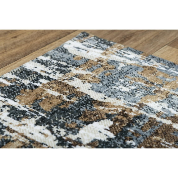 Alora Decor Elect 10' x 13' Brown/Blue/Brown Power-Loomed/Hybrid Area Rug