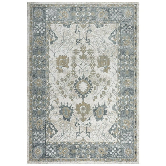 Alora Decor Elect 9' x 12' Ivory/Blue/Brown/Gray Power-Loomed/Hybrid Area Rug