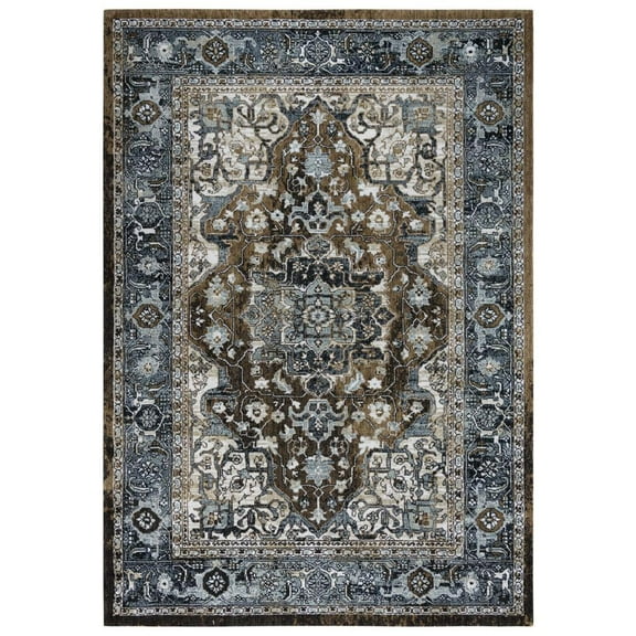 Alora Decor Elect 9' x 12' Multi/Blue/Brown Power-Loomed/Hybrid Area Rug