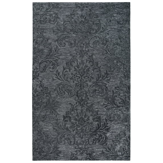 Alora Decor Emerson 5' x 8' Damask Dk. Grey/Gray/Rust/Blue Hand-Tufted Area Rug