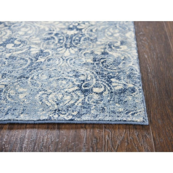 Alora Decor Euphoria 2'6" x 10' Damask Lt. Blue/Gray/Rust/Blue Hybrid Area Rug