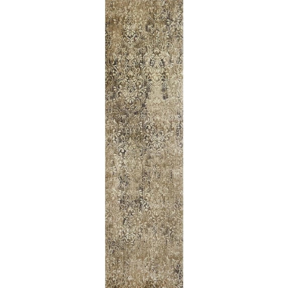 Alora Decor Euphoria 2'6" x 8' Damask Ivory/Gray/Rust/Blue Hybrid Area Rug