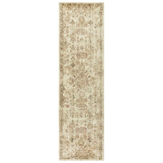 Alora Decor Euphoria 2'6" x 8' Medallion Distress Beige/Brown/Rust Hybrid Rug
