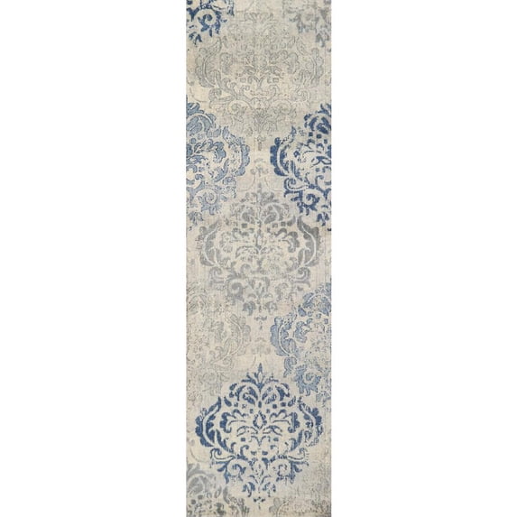 Alora Decor Euphoria 2'6" x 8' Medallion Lt. Gray/Gray/Rust/Blue Hybrid Area Rug