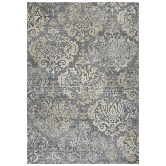 Alora Decor Euphoria 3' x 5' Damask Distress Gray/Gray/Rust/Blue Hybrid Area Rug