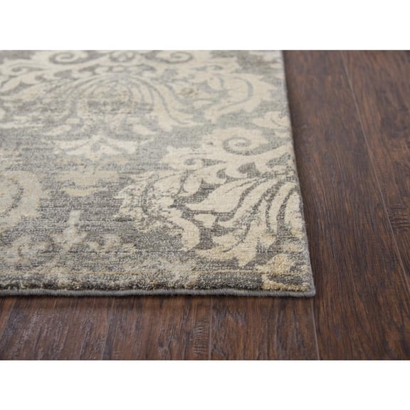 Alora Decor Euphoria 9' x 12' Damask Distress Gray/Gray/Rust/Blue Hybrid Rug