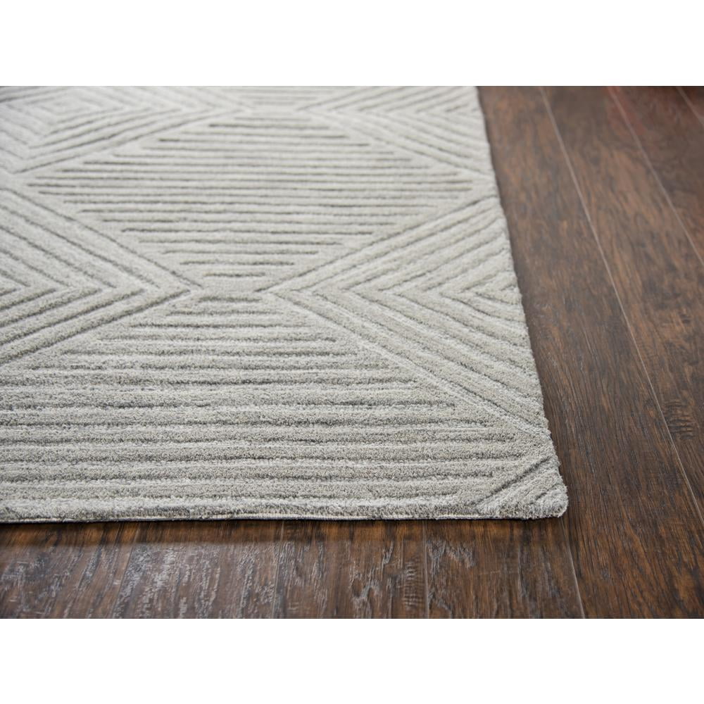 Handmade Geometric Tufted Wool Area Rug in Gray 5' x 8'