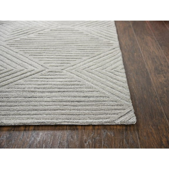 Alora Decor Geneva 5' x 8' Solid Gray/Ivory Hand-Tufted Area Rug