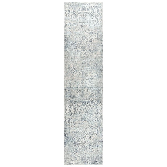 Alora Decor Glamour 2'7" x 9'6" Vine/Scroll Cream/Gray/Rust/Blue Area Rug