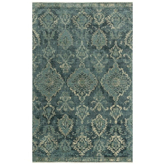 Intrepid 5' x 8' Distressed Classical Blue/Beige/Ivory Hybrid Area Rug