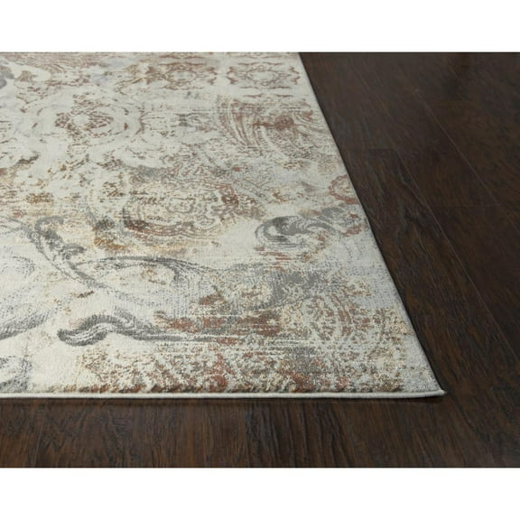 Alora Decor Lavish 2'7"x8' Geometric Beige/Gray/Rust/Blue Power-Loomed Area Rug