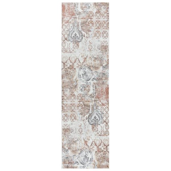 Alora Decor Lavish 2'7"x8' Geometric Beige/Gray/Rust/Blue Power-Loomed Area Rug