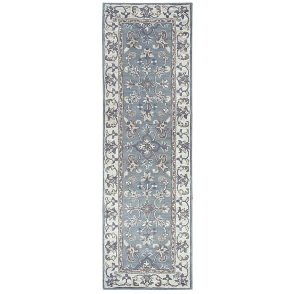 Alora Decor Liberty 2'6" x 10' Border Gray/Tan/Ivory Hand-Tufted Area Rug