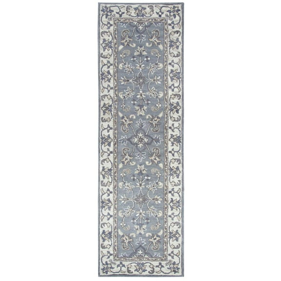 Alora Decor Liberty 2'6" x 8' Border Gray/Tan/Ivory Hand-Tufted Area Rug