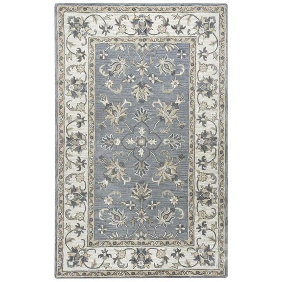 Alora Decor Liberty 6'6" x 9'6" Border Gray/Tan/Ivory Hand-Tufted Area Rug