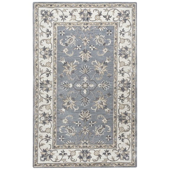 Alora Decor Liberty 9' x 12' Border Gray/Tan/Ivory Hand-Tufted Area Rug