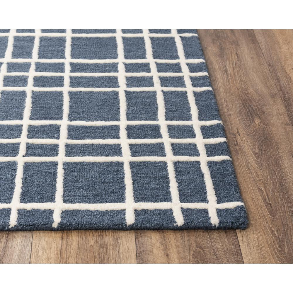 Handmade Blue and White Wool Tufted 5' x 7' Rug