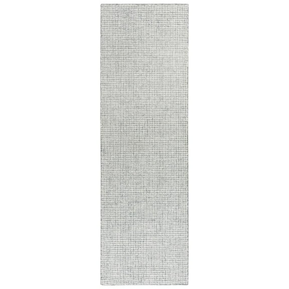 Alora Decor London 2'6" x 10' Solid Gray/Gray/Rust/Blue Hand-Tufted Area Rug