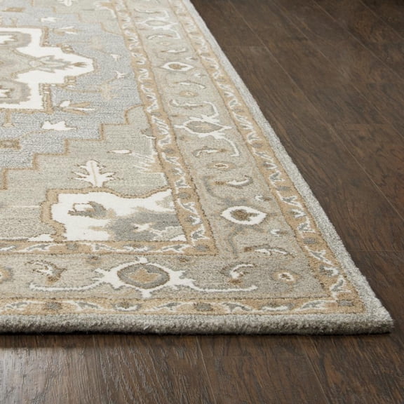 Alora Decor Makalu 3' x 5' Oriental Medallion Gray/Natural Hand-Tufted Area Rug