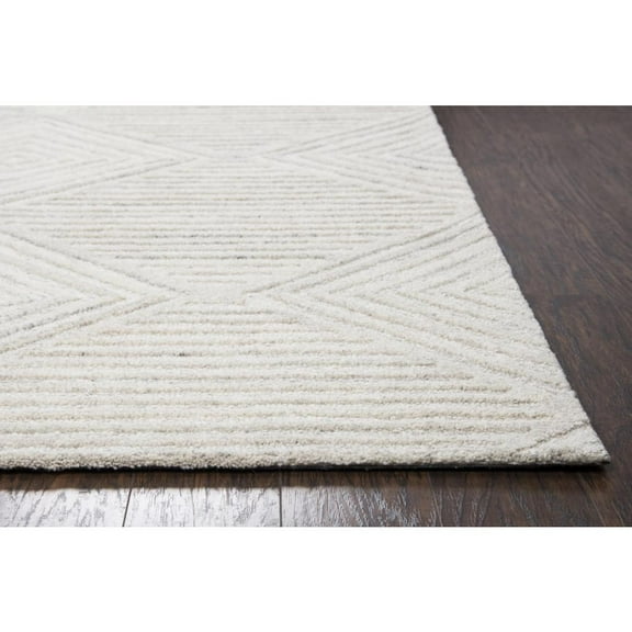 Alora Decor Makalu 5' x 8' Geometric/Solid Ivory /Natural Hand-Tufted Area Rug
