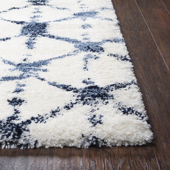 Alora Decor Midnight 7'10" x 10'6" Geometric Ivory/Blue Power-Loomed Area Rug