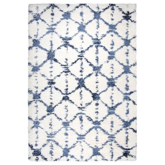 Alora Decor Midnight 7'10" x 10'6" Geometric Ivory/Blue Power-Loomed Area Rug