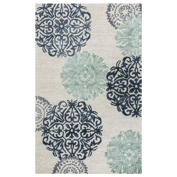 Alora Decor Milan 5' x 8' Medallion Navy/Gray/Rust/Blue Hand-Tufted Area Rug
