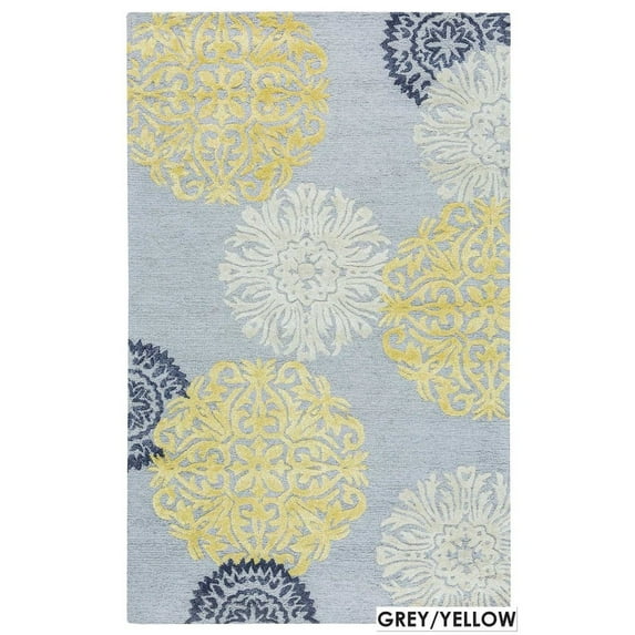 Alora Decor Milan 9' x 12' Medallion yellow/Gray/Rust/Blue Hand-Tufted Area Rug