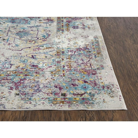 Alora Decor Morocco 8'10"x11'10" Broken Blue/Cream/Gold Power-Loomed Area Rug