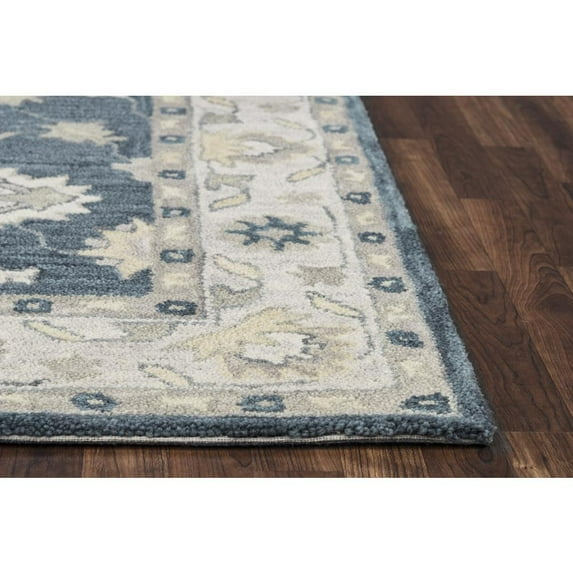 Alora Decor Napoli 9' x 12' Traditional Motifs Blue/Ivory Hand-Tufted Area Rug
