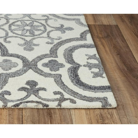 Alora Decor Neo 7'6"x9'6" Scroll Ivory/Gray Hand-Tufted Area Rug