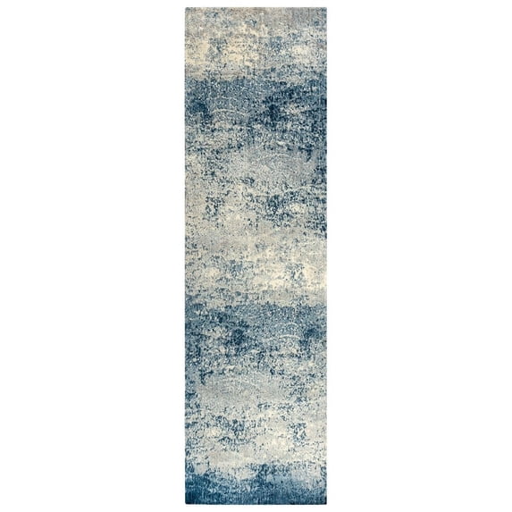 Alora Decor Radiant 2'6" x 8' Abstract Blue/Ivory/Gray Hybrid Area Rug