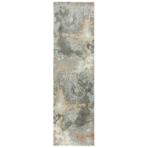 Alora Decor Radiant 2'6" x 8' Abstract Gray/Ivory/Beige Hybrid Area Rug