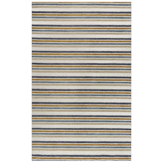 Alora Decor Rivera 7'9" x 9'9" Stripe Ivory/Beige/Charcoal Hand-Tufted Area Rug
