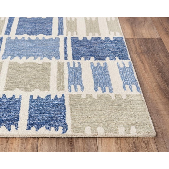 Alora Decor Rivera 8'9" x 11'9" Geometric Blue/Ivory/Beige Hand-Tufted Area Rug