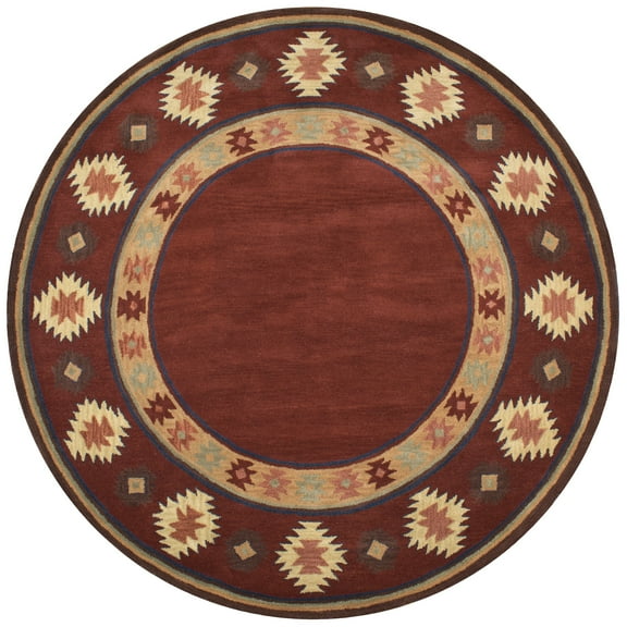 Alora Decor Ryder 10' Round Tribal Burgundy/Tan/Rust/Navy/Sage Hand-Tufted Rug