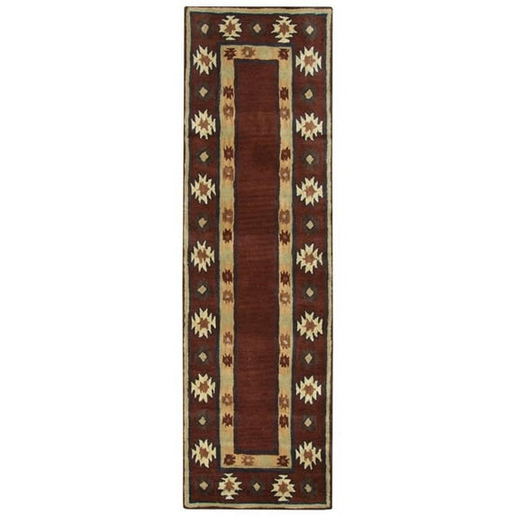 Alora Decor Ryder 2'6" x 8' Tribal Burgundy/Tan/Rust/Navy/Sage Hand-Tufted Rug