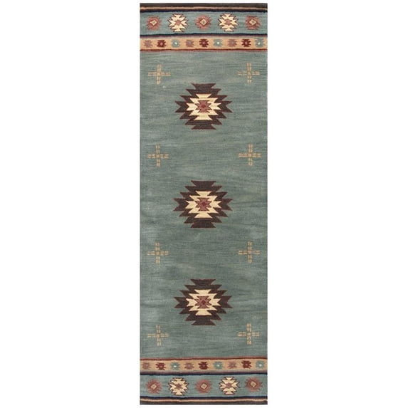 Alora Decor Ryder 2'6" x 8' Tribal Gray Blue/Rust/Burgundy/Tan/Khaki Rug