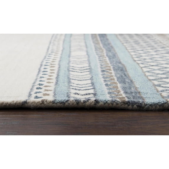 Alora Decor Ryder 3' x 5' Southwest/Tribal Blue/Ivory Hand-Tufted Area Rug
