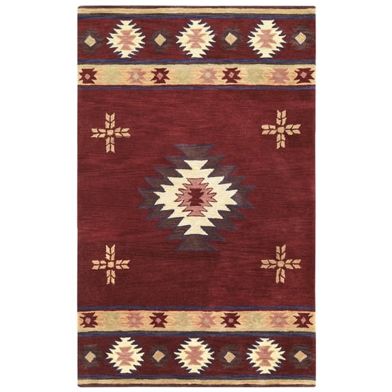 Alora Decor Ryder 3' x 5' Tribal Burgundy/Tan/Sage/Navy Hand-Tufted Area Rug