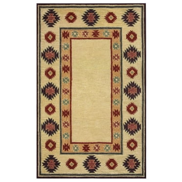 Alora Decor Ryder 3' x 5' Tribal Tan/Sage/Navy/Burgundy Hand-Tufted Area Rug