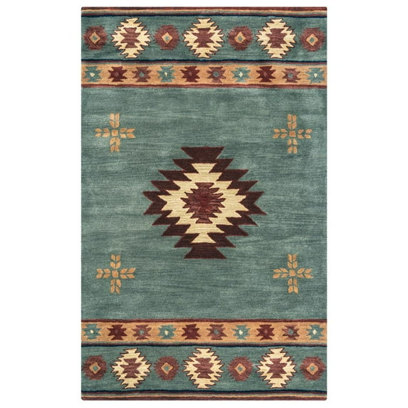 Alora Decor Ryder 5' x 8' Tribal Gray Blue/Rust/Burgundy/Tan/Khaki Area Rug